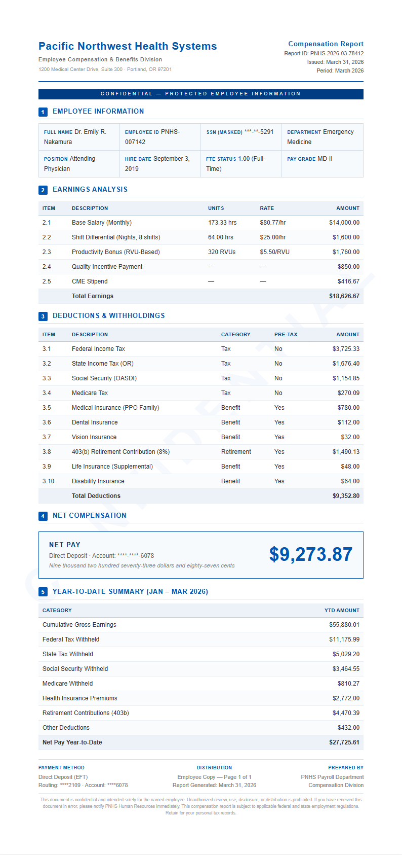 Medical Report Payslip
